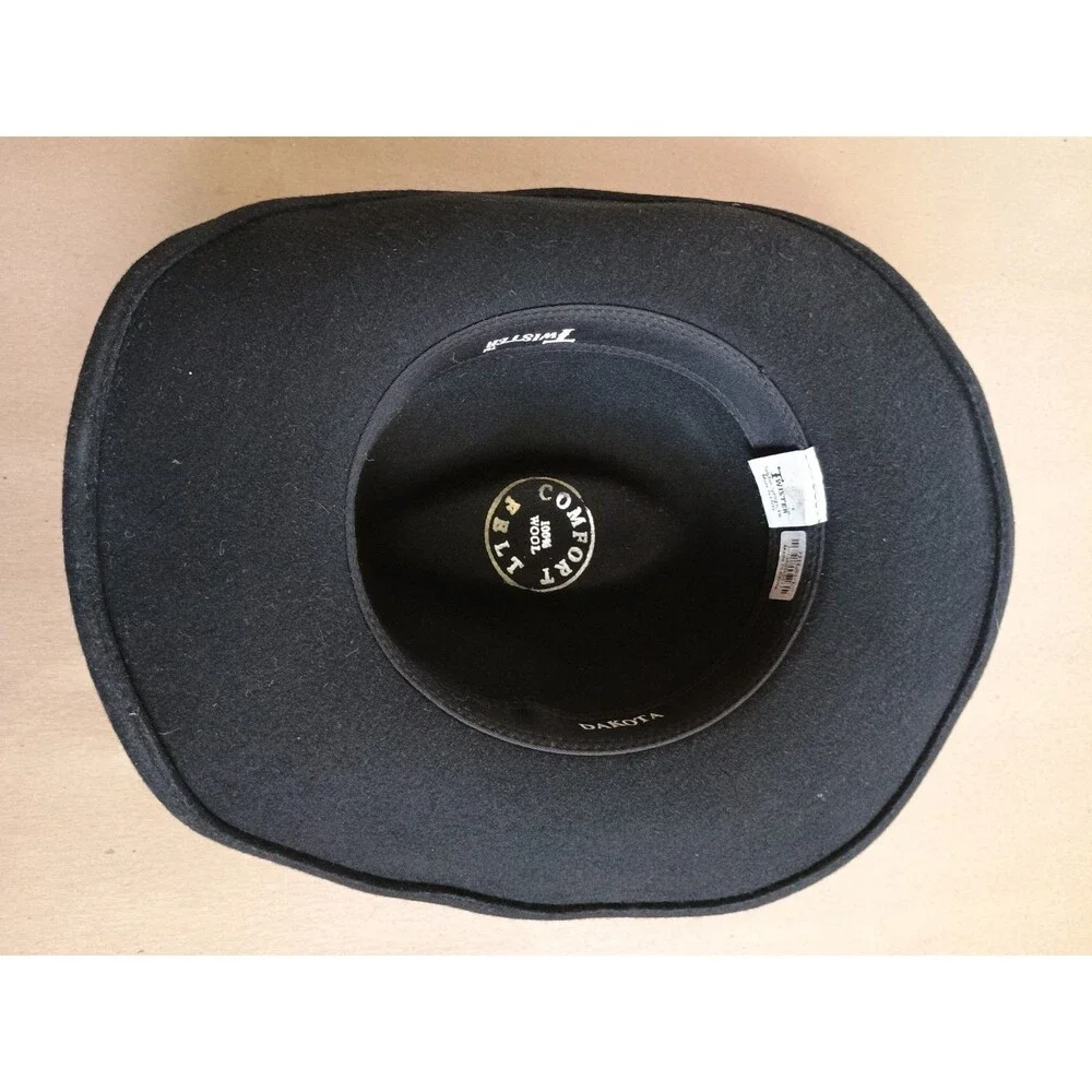 Twister Dakota 100% Wool Size Large Cowboy Hat Western Wear Black Rancher Felt